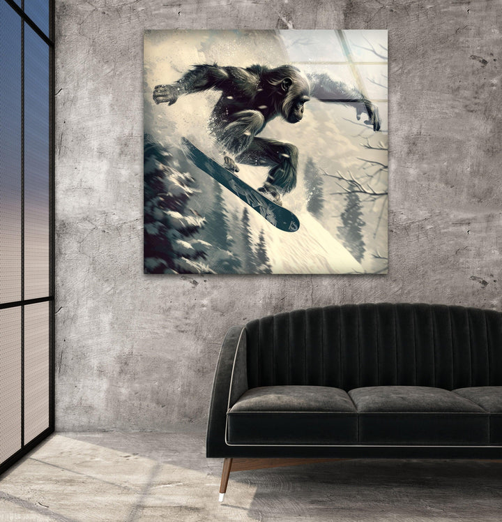 Skier Gorilla Cool Wall Art & Glass Photo Prints