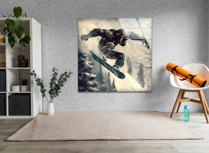 Skier Gorilla Cool Art Prints & Tempered Glass Art