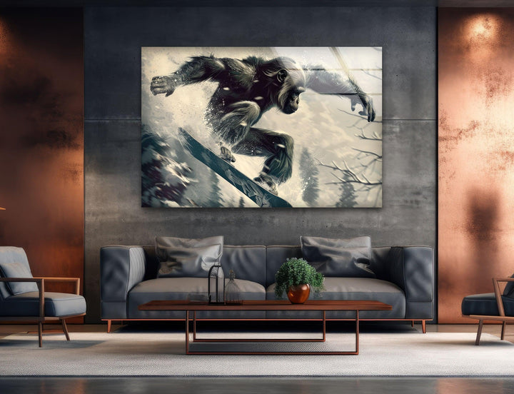 Skier Gorilla Cool Wall Art & Stained Glass Panels