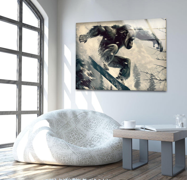 Skier Gorilla Cool Glass Art & Wall Art Home Decor