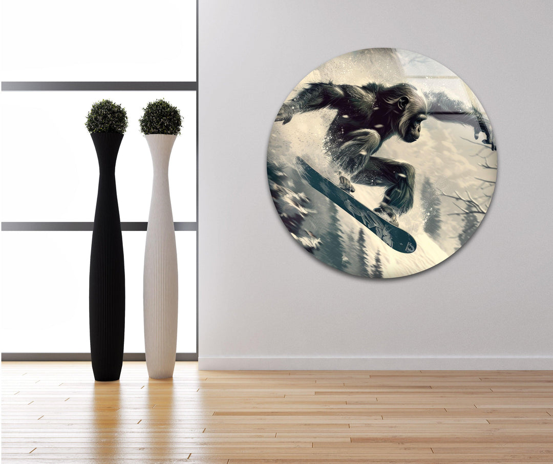Skier Gorilla Cool Wall Decor & Glass Print Art