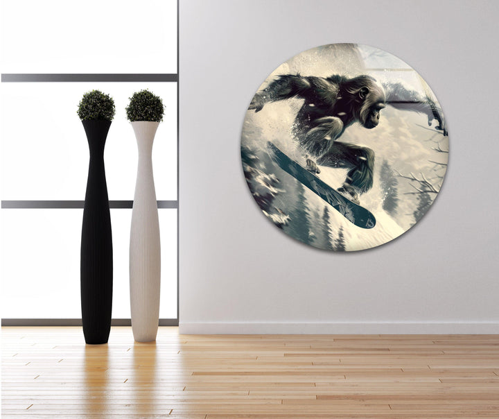 Skier Gorilla Cool Wall Decor & Glass Print Art