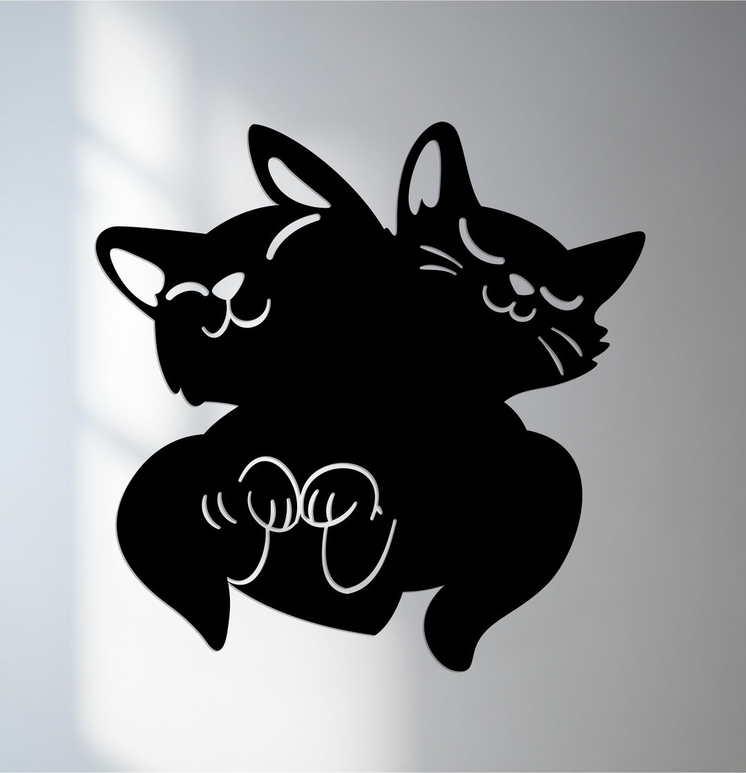 Sleeping cats metal wall art for cozy Halloween décor
