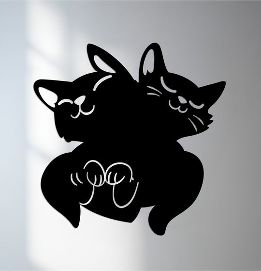 Sleeping cats metal wall art for cozy Halloween décor