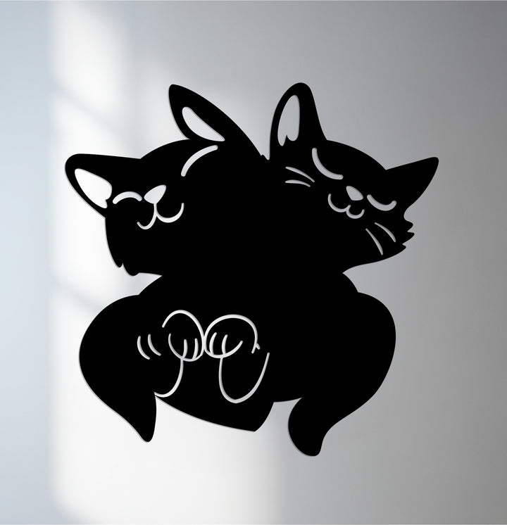 Sleeping cats metal wall art for cozy Halloween décor