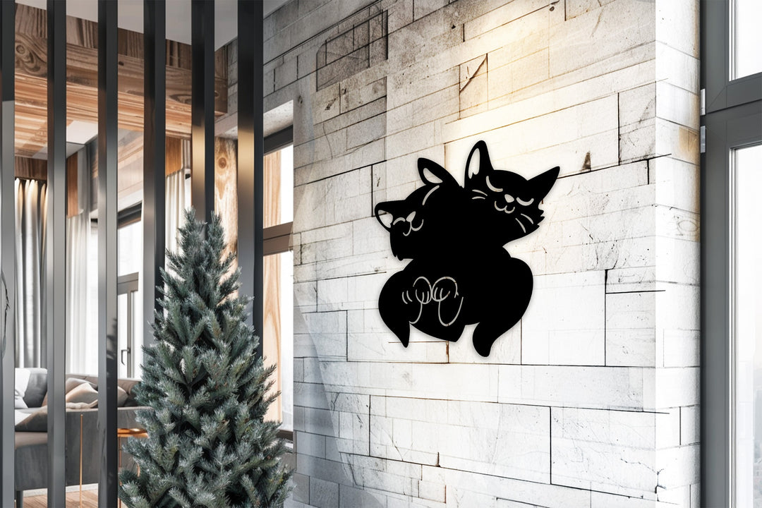 Sleeping cats metal wall decoration for spooky home décor