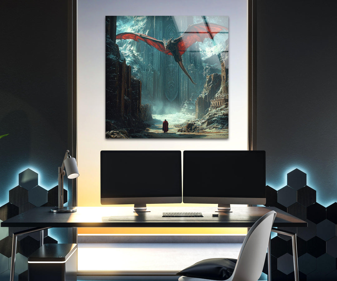 Smaug Dragon Lord of The Ring Glass Wall Art glass art painting, glass art for the Wall
