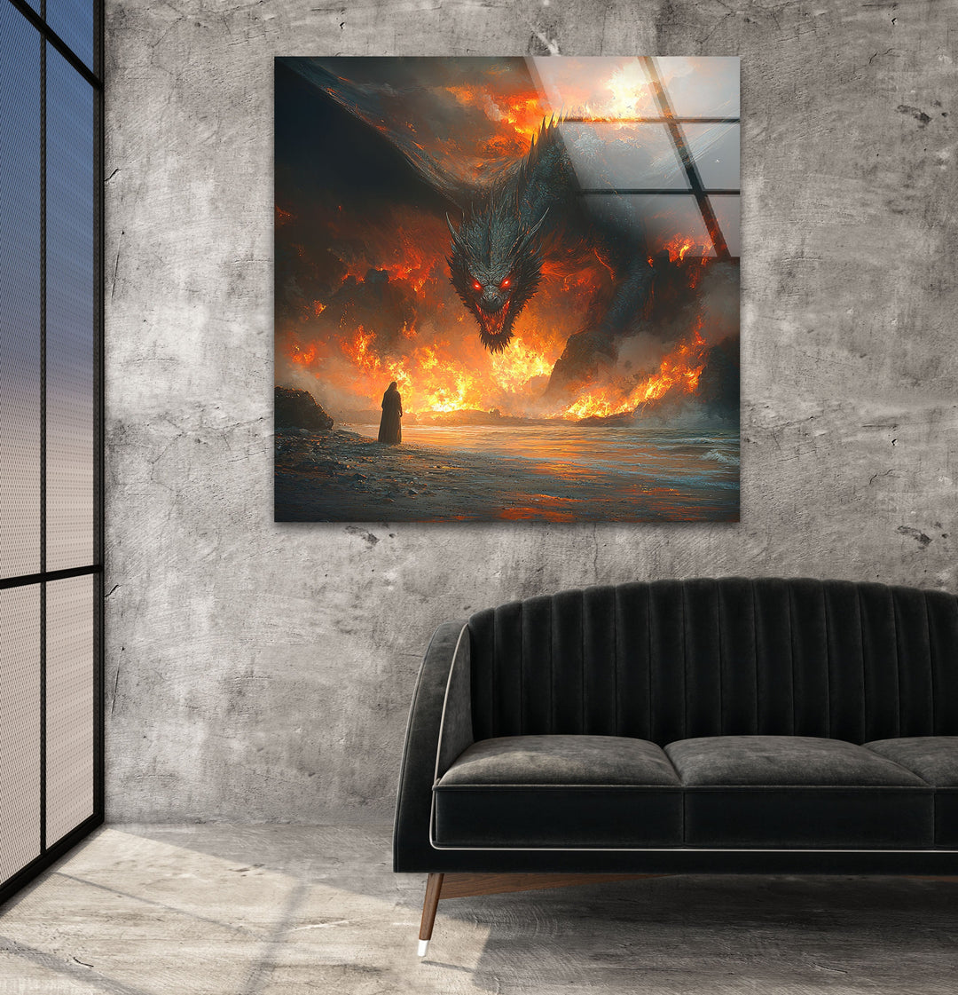 Smaug Lord of The Rings Glass Wall Art custom glass photo prints, large glass prints
