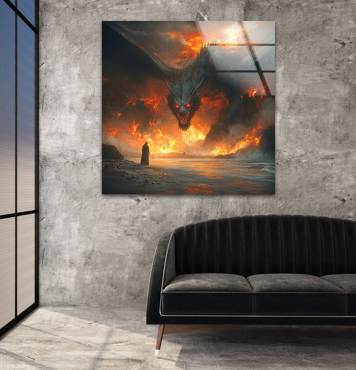 Smaug Lord of The Rings Glass Wall Art custom glass photo prints, large glass prints
