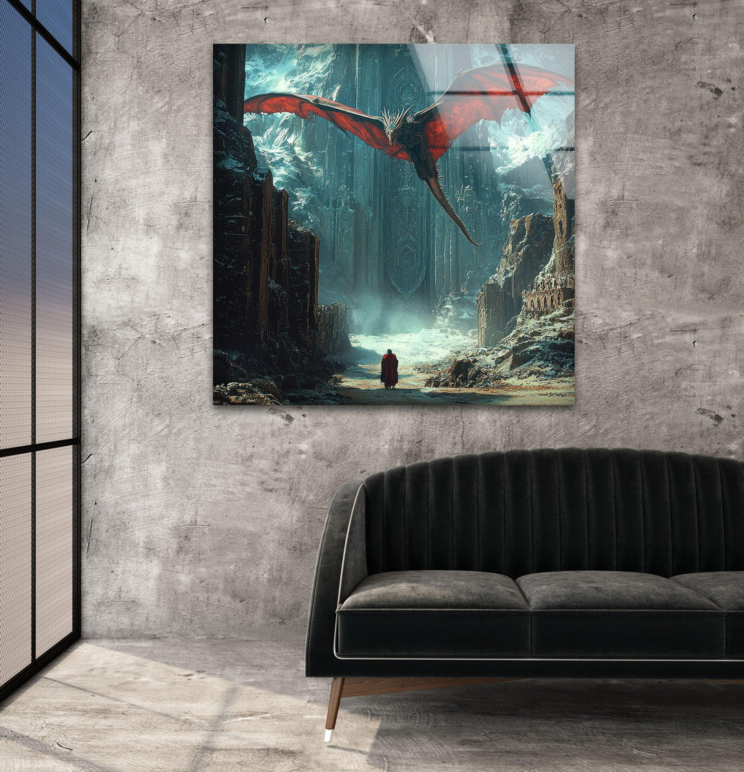 Smaug Dragon Lord of The Ring Glass Wall Art glass wall decor, glass wall art decor
