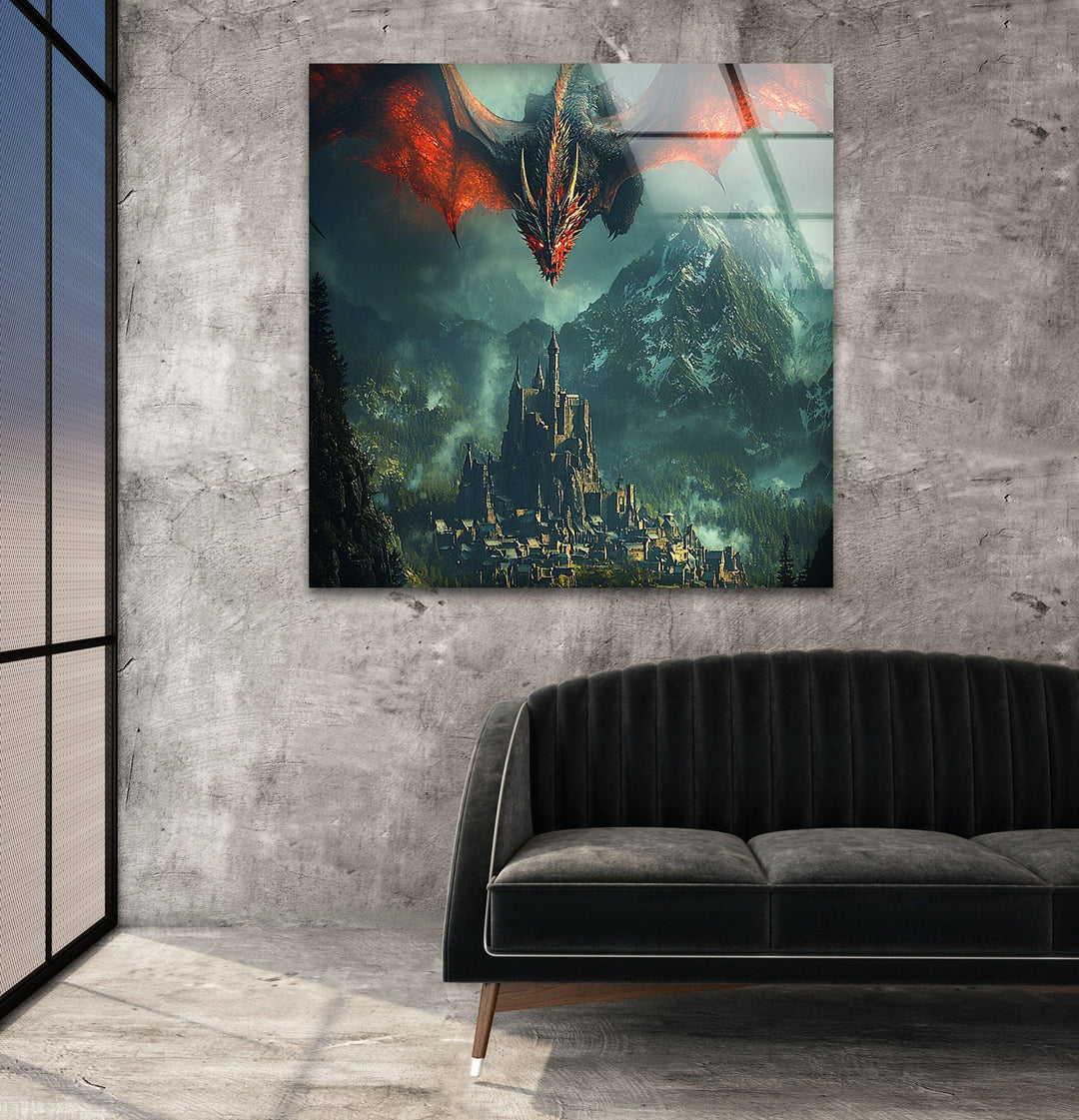 Smaug LOTR Glass Wall Art glass art painting, glass art for the Wall
