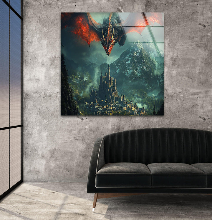 Smaug LOTR Glass Wall Art glass art painting, glass art for the Wall
