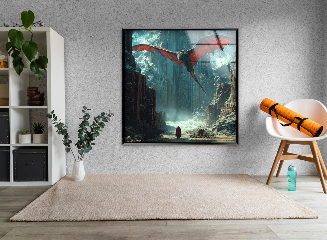 Smaug Dragon Lord of The Ring Glass Wall Art stained glass wall art, stained glass wall decor
