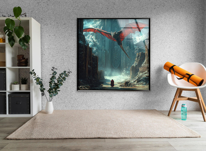 Smaug Dragon Lord of The Ring Glass Wall Art stained glass wall art, stained glass wall decor
