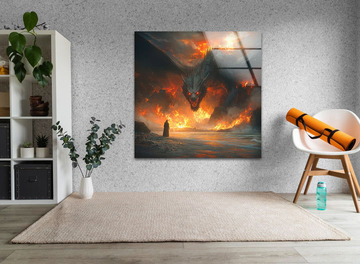Smaug Lord of The Rings Glass Wall Art glass image printing, glass prints from photos
