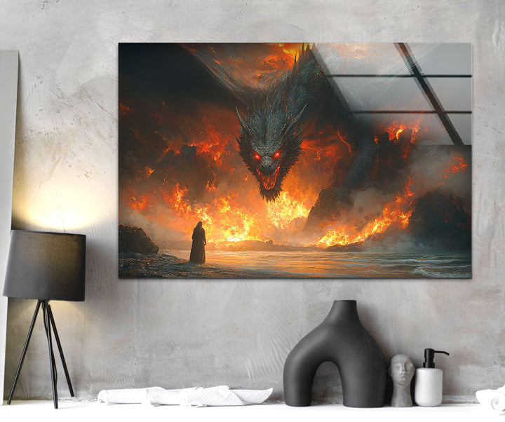 Smaug Lord of The Rings Glass Wall Art glass pictures for Wall, glass prints wall art
