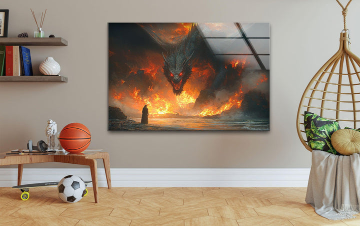 Smaug Lord of The Rings Glass Wall Art custom glass pictures, glass art prints
