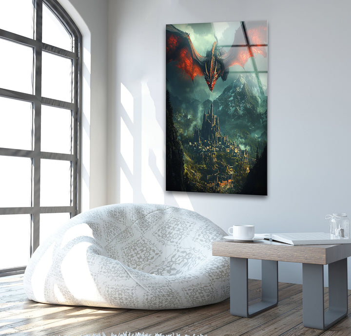 Smaug LOTR Glass Wall Art photo print on glass, prints on glass wall art
