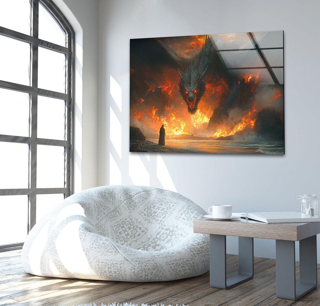 Smaug Lord of The Rings Glass Wall Art photo print on glass, prints on glass wall art
