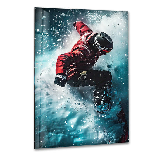 Snowboard Glass Wall Art custom glass pictures, glass art prints
