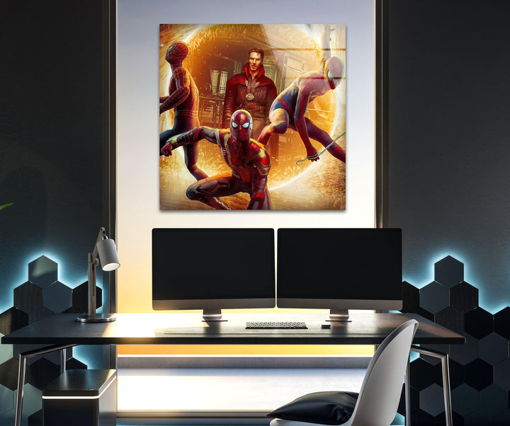 Marvel Spiderman and DR Strange Glass Wall Art, glass wall decor, glass wall art decor