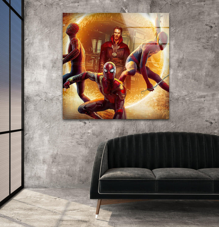 Marvel Spiderman and DR Strange Glass Wall Art, Glass Printing Wall Art, Print photos on glass