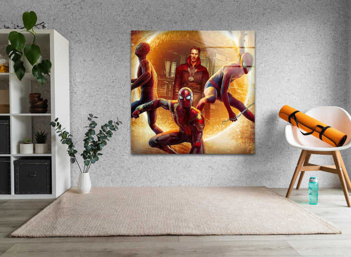 Marvel Spiderman and DR Strange Glass Wall Art, glass pictures for Wall, glass prints wall art