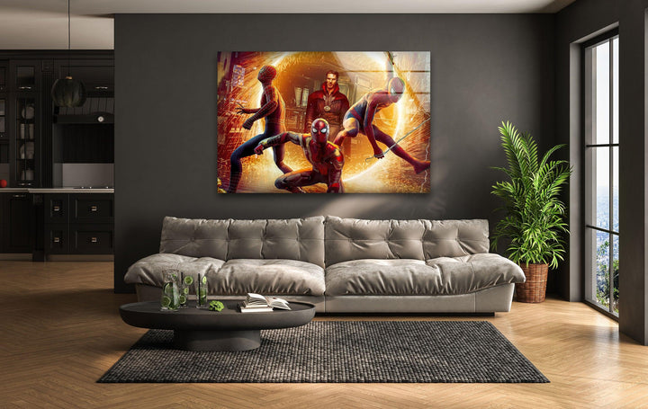Marvel Spiderman and DR Strange Glass Wall Art, glass photo prints, glass picture prints