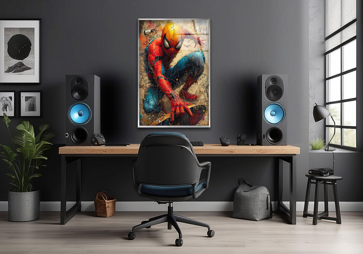 Spider Man Graffiti Glass Wall Art glass image printing, glass prints from photos
