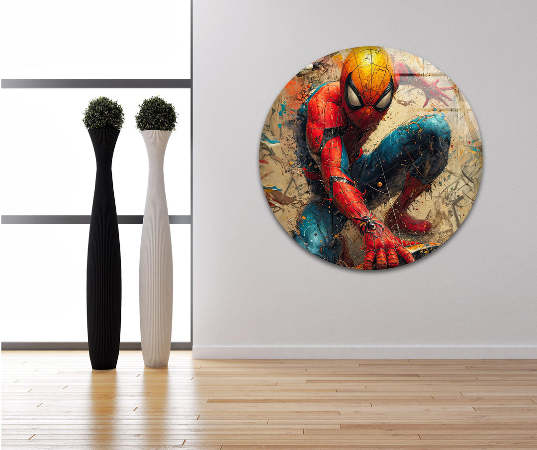 Spider Man Graffiti Glass Wall Art