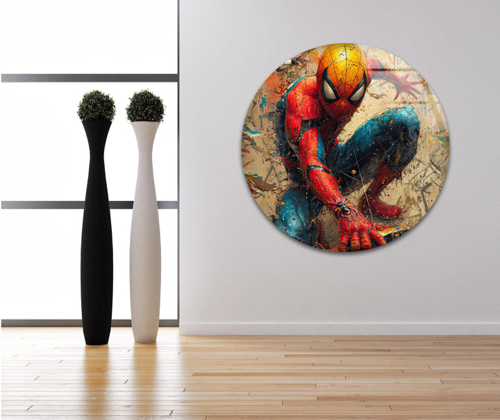 Spider Man Graffiti Glass Wall Art