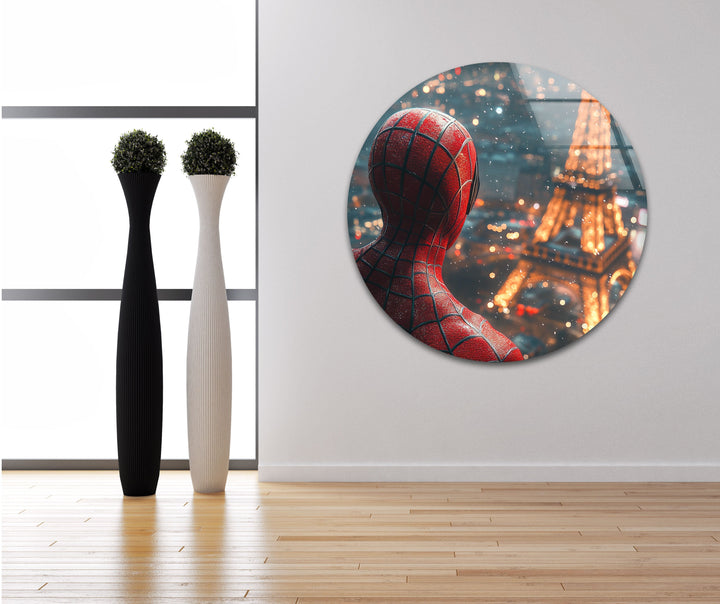 Spider Man in Paris Glass Wall Art glass wall decor, glass wall art decor

