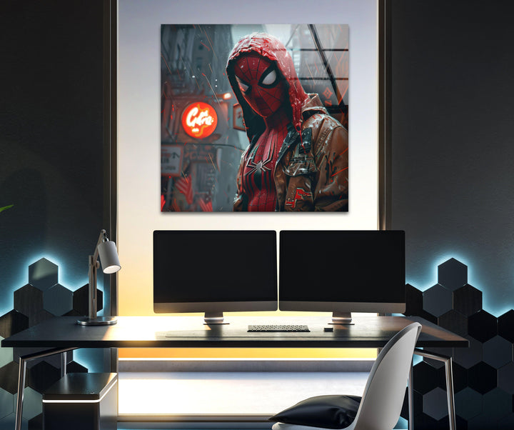 Cyberpunk Spider-man Glass Wall Art, glass image printing, glass prints from photos
