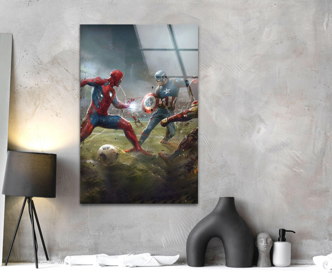 Spider Man vs Captain America Tempered Glass Wall Art - MyPhotoStation