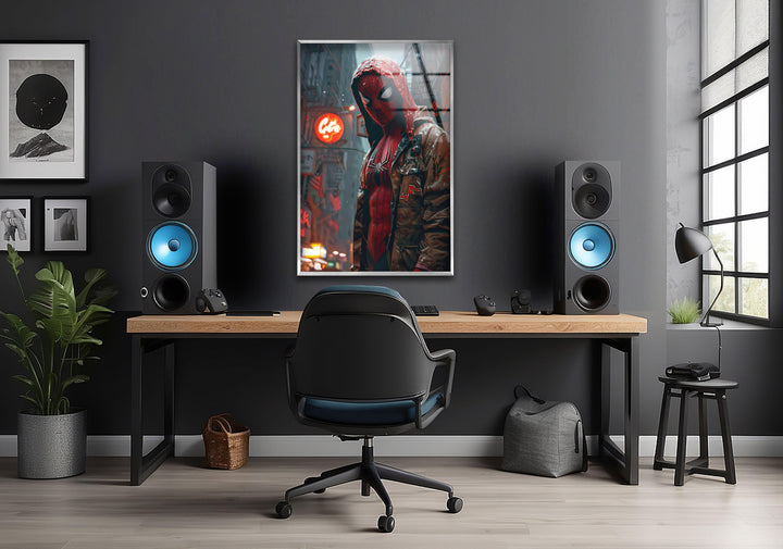 Cyberpunk Spider-man Glass Wall Art, photo print on glass, prints on glass wall art