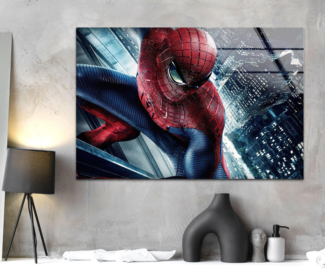 Spiderman City View Glass Wall Art art glass wall art, glass wall art pictures
