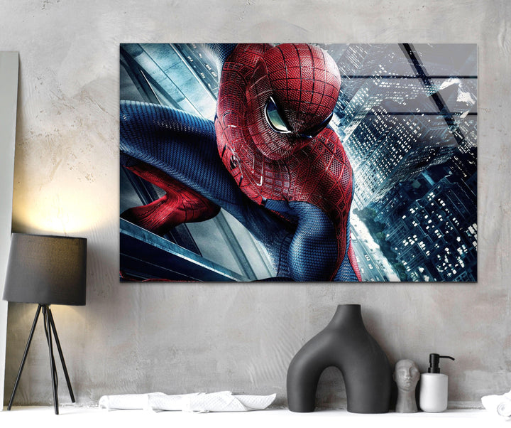 Spiderman City View Glass Wall Art art glass wall art, glass wall art pictures
