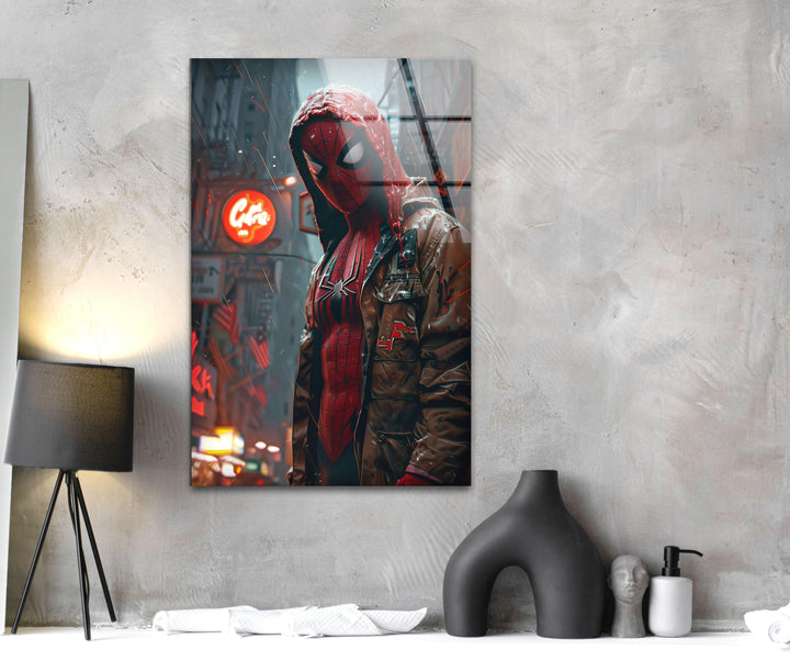 Cyberpunk Spider-man Glass Wall Art, print picture on glass, Tempered Glass Wall Art