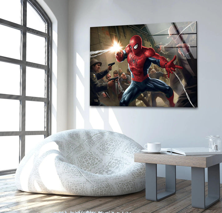 Spider Man Fighting Glass Wall Art large glass photo prints, glass wall photos
