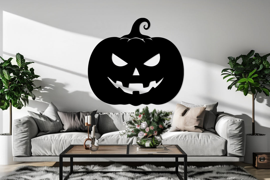 Halloween metal pumpkin décor for modern and rustic walls