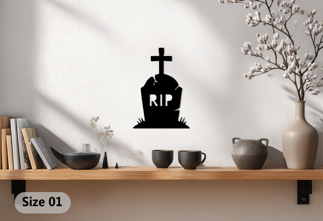 Unique Halloween wall décor RIP metal tombstone