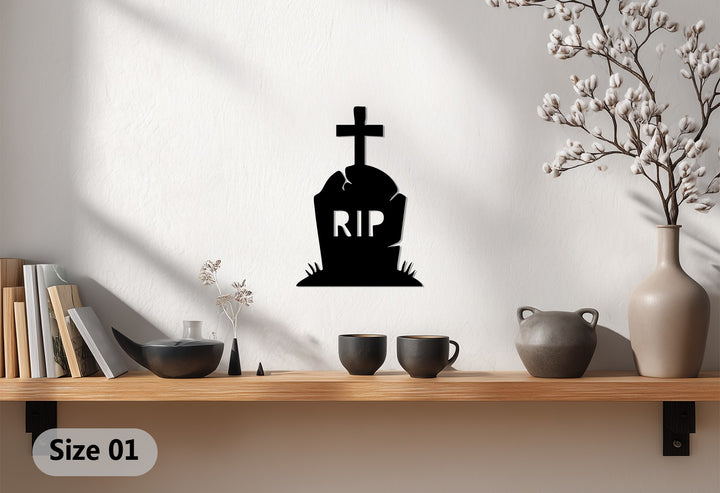 Unique Halloween wall décor RIP metal tombstone