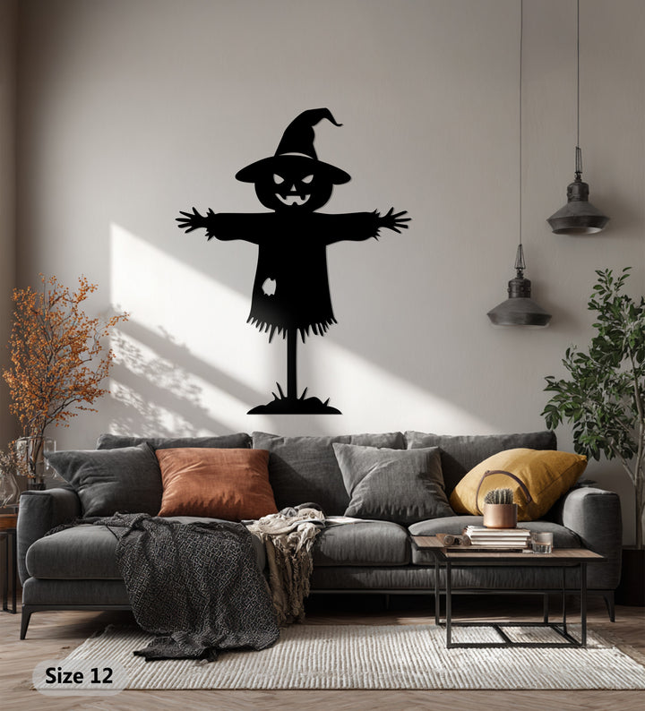 Black scarecrow silhouette metal Halloween wall piece