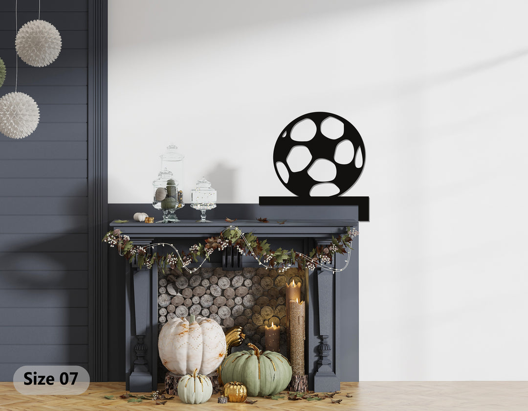 Sports-themed metal wall art soccer design for interiors