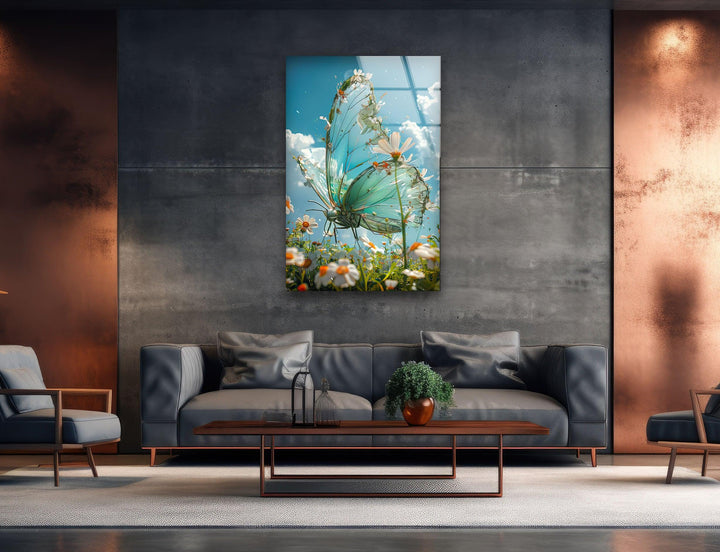 Spring Flowers And Butterfly Glass Wall Art glass image printing, glass prints from photos
