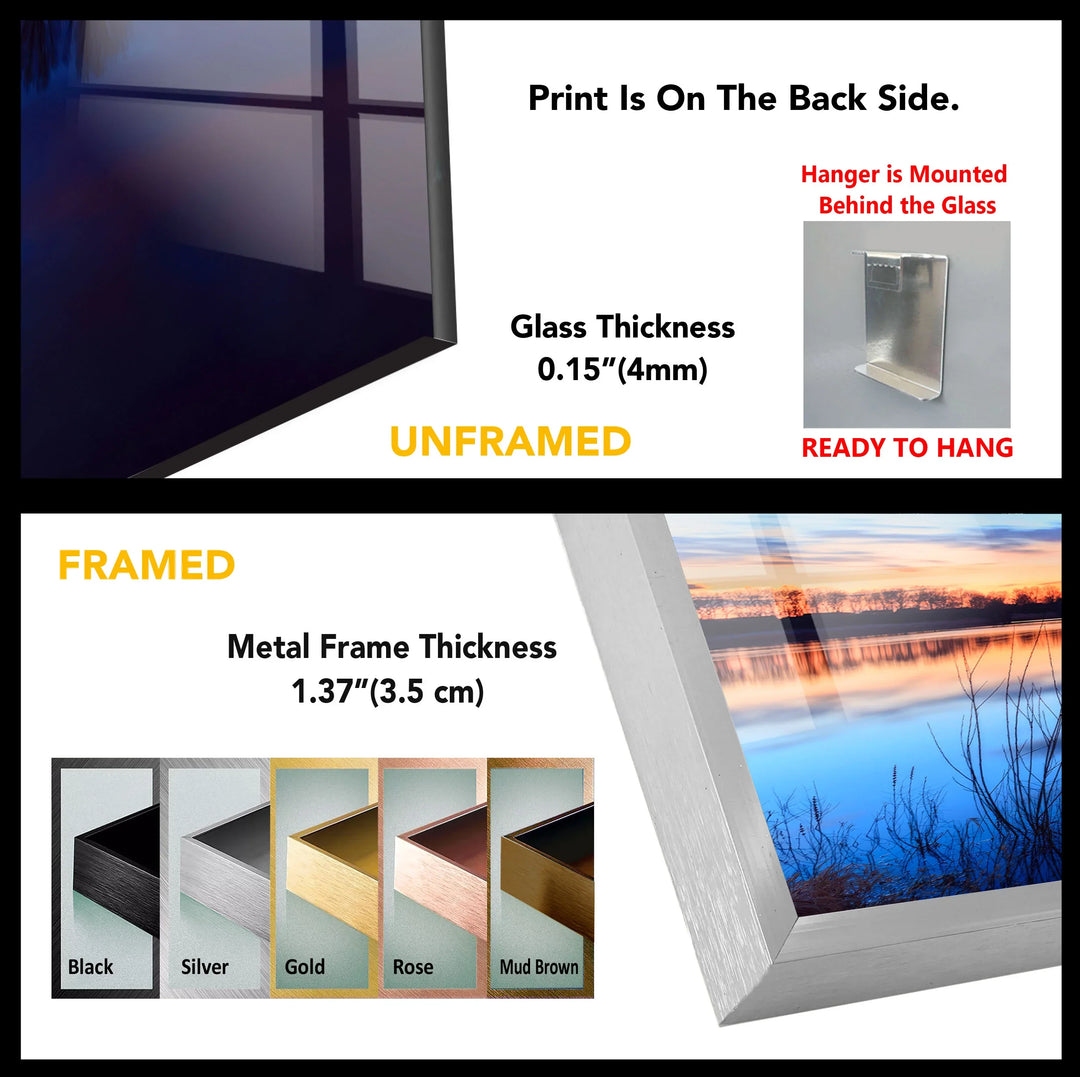 Blue Sunset Lake Wall Art – Serene Landscape Glass Print for Calm and Modern Interiors - MyPhotoStation