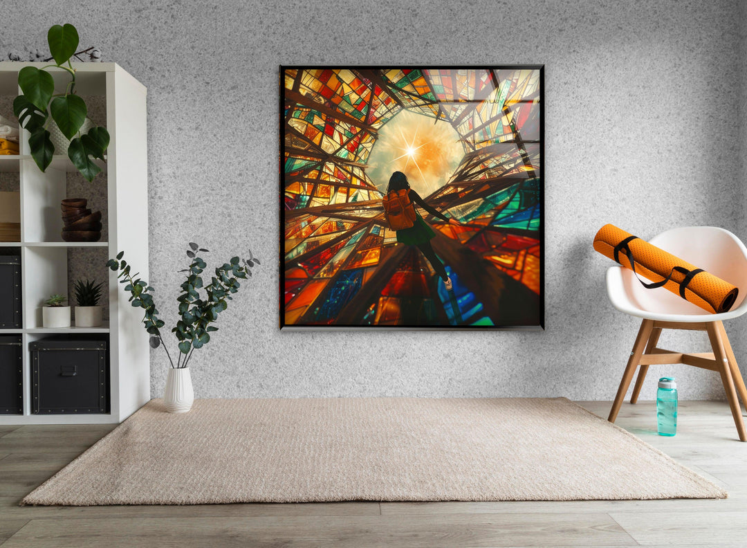 Stained Colored Man Glass Wall Art glass pictures for Wall, glass prints wall art