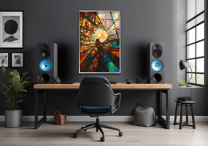 Stained Colored Man Glass Wall Art large glass photo prints, glass wall photos