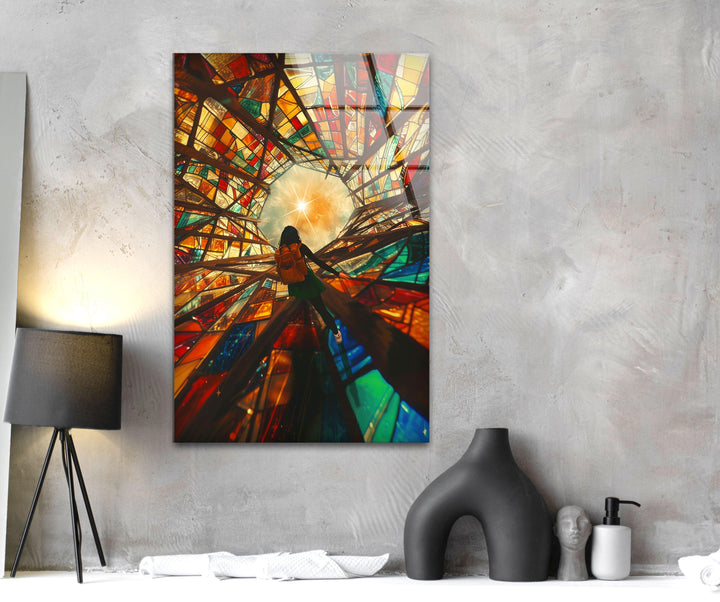 Stained Colored Man Glass Wall Art custom glass photo prints, large glass prints