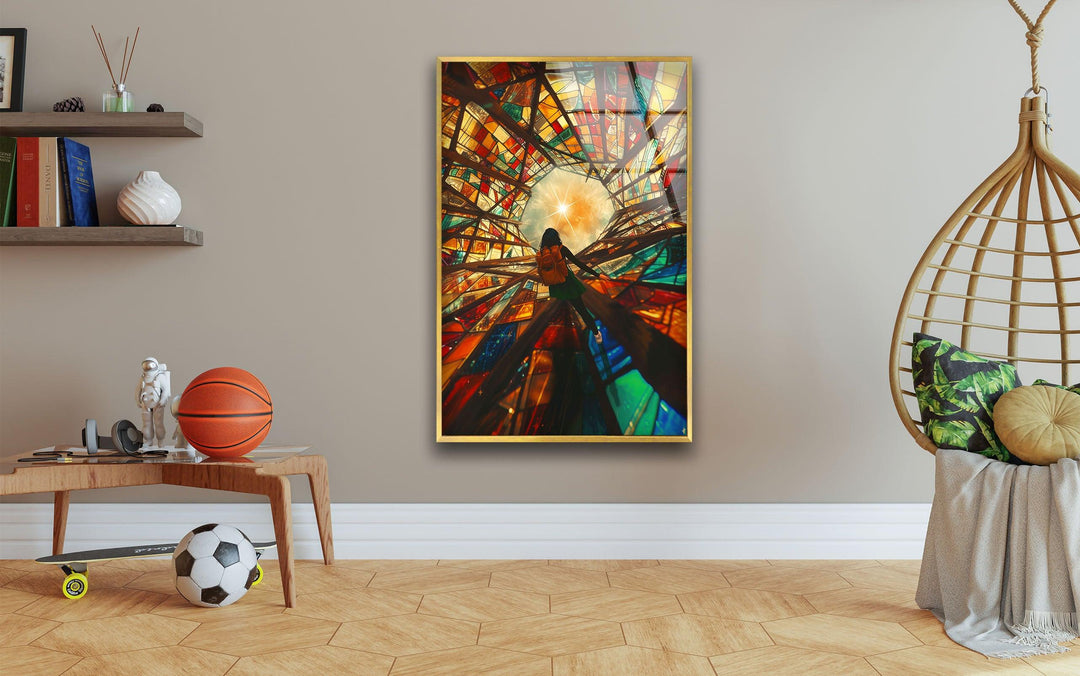 Stained Colored Man Glass Wall Art photo print on glass, prints on glass wall art